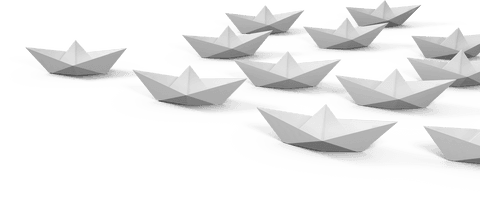 Origami Paper Boats on Transparent Background