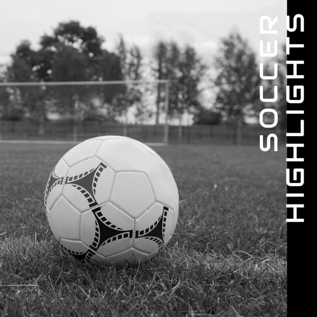 Monochrome Soccer Ball on Grass Field Highlight Banner - Download Free Stock Templates Pikwizard.com