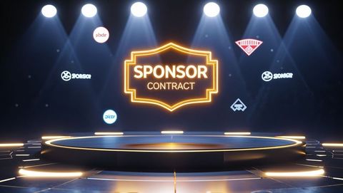 Futuristic Podium with Neon Sponsor Contract Sign