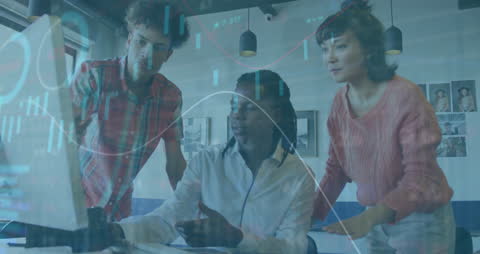 Team Collaborating on Financial Strategy with Digital Interface