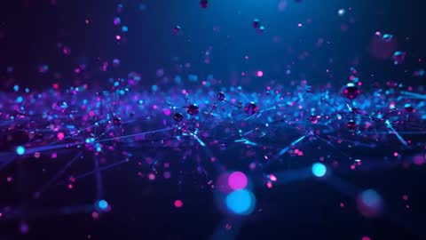 Futuristic Digital Network with Pulsing Spheres Transition