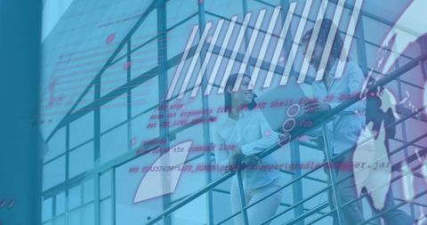 Digital Interface with Business People Collaboration in Modern Office