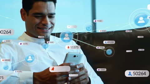 Man Engaging in Digital Social Networking on Smartphone