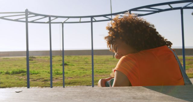 Woman Relaxing Outdoors in Sunny Weather - Download Free Stock Images Pikwizard.com