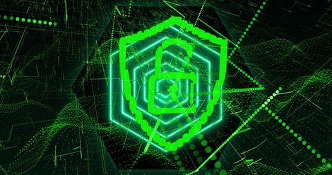 Digital Green Padlock and Network Connections on Black Background - Download Free Stock Images Pikwizard.com