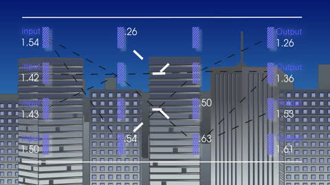 Data Analysis Overlay on Buildings Illustration