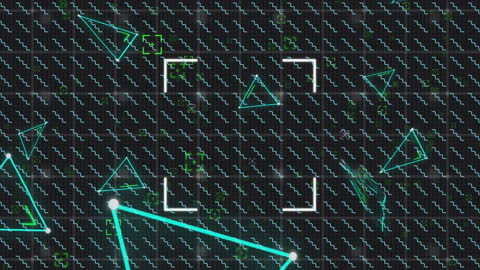 Futuristic Neon Geometric Animation on Black Background