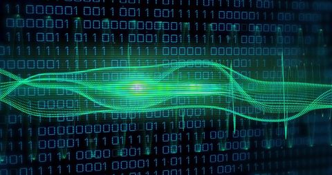 Abstract Digital Data Flow with Binary Code and Light Waves - Download Free Stock Images Pikwizard.com