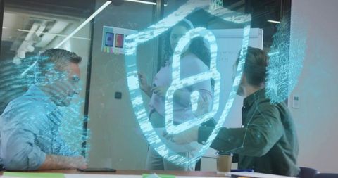 Modern Team Meeting on Cybersecurity Strategies in an Office Environment