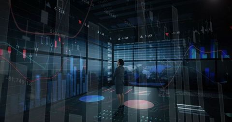 businesswoman analyzing digital financial data in high-tech office - Download Free Stock Images Pikwizard.com