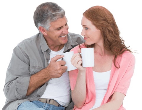Lovely Mature Couple Enjoying Transparent Coffee Moment