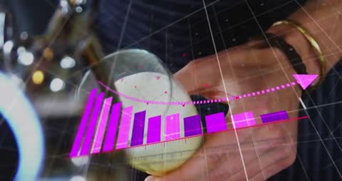 Bartender with Financial Chart Overlay Displaying Market Growth Trends