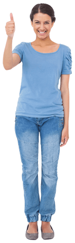 Cheerful Brunette Woman Giving Thumbs Up Transparent Background - Download Free Stock Videos Pikwizard.com