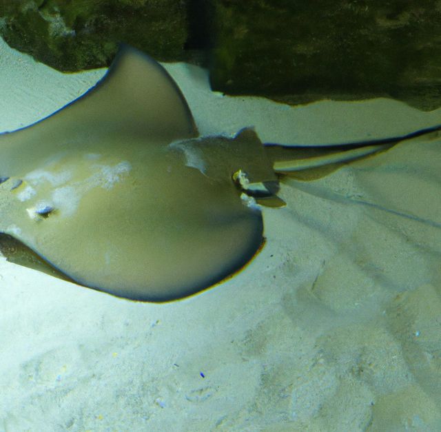 Image of close up of stingray fish with detail swimming underwater. Nature, fish and underwater wildlife concept.