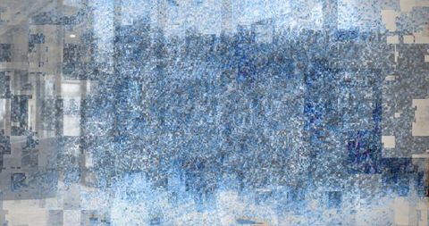 Futuristic glitch mosaic with digital noise texture