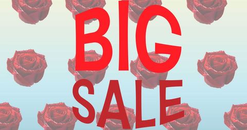 Big sale announcement with red roses background design