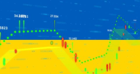 financial data overlaid on ukrainian flag symbolizes economic impact - Download Free Stock Images Pikwizard.com