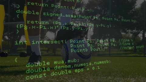 Soccer Player with Superimposed Coding on Sports Field