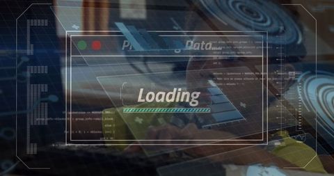 Overlay of digital interface with loading screen