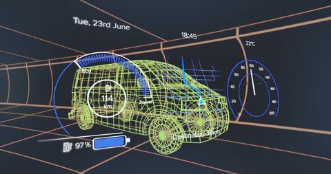 Futuristic Electric Van Display with Speedometer and Energy Metadata - Download Free Stock Images Pikwizard.com