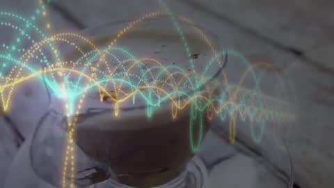 Elegant Coffee Art Animation with Vibrant Waveforms