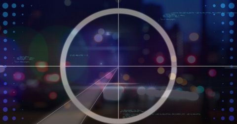 Abstract digital traffic overlay with bokeh lights