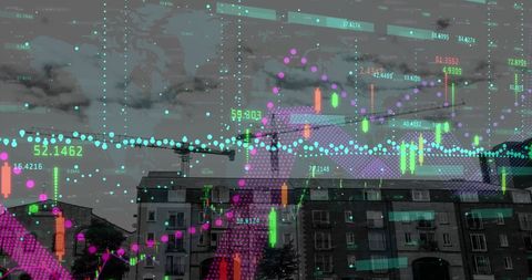 Financial Data Visualization Over Construction Site - Download Free Stock Images Pikwizard.com