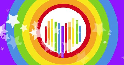 Rainbow Heart with Floating Stars Signifying Pride