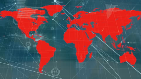 Global Network Connections on Map with Digital Interface