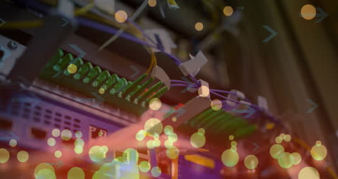 Abstract Technology Background with Network Wires and Lens Flare