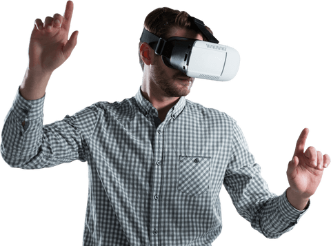 transparent background man immersed in virtual reality experience - Download Free Stock Videos Pikwizard.com