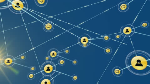 Digital Network Connections with User Icons and Light Trails