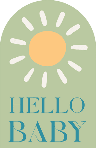 Sunshine icon with hello baby text on transparent background