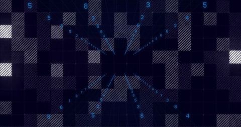 Futuristic Digital Grid with Glowing Digits Enhances Connectivity