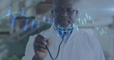 Senior Doctor Analyzing Holographic Healthcare Data