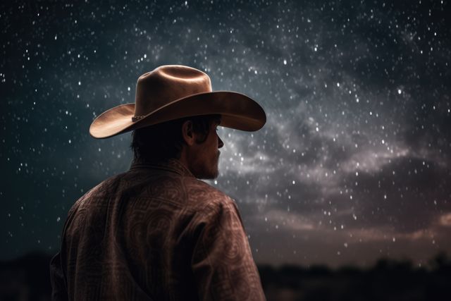 Cowboy star gazing at night sky, created using generative ai technology - Download Free Stock Photos Pikwizard.com