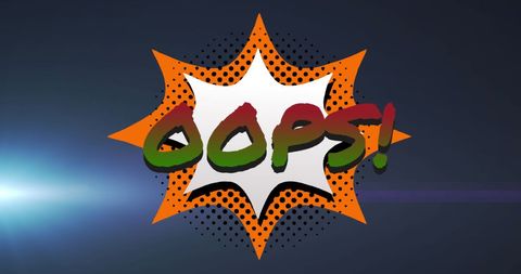 Vibrant oops text pop art graphic for communication