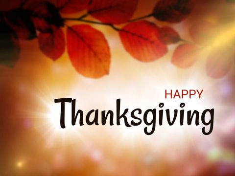 Autumn Leaves with Warm Glowing Thanksgiving Message