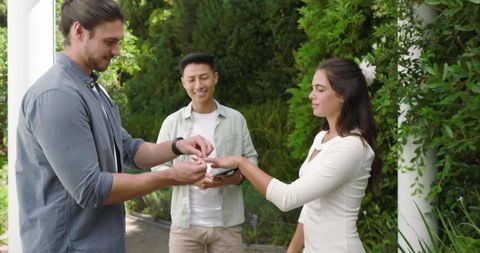 Outdoor Wedding Reception with Guests Smiling Shedding Joy