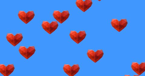 Digital Red Hearts on Blue Background - Download Free Stock Images Pikwizard.com