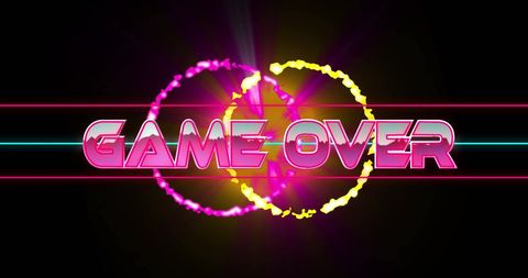 Neon Game Over Digital Art with Futuristic Design - Download Free Stock Images Pikwizard.com