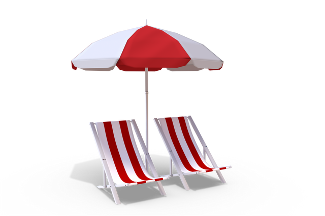 Transparent Sun Lounger and Sunshade Duo with Red and White Stripes - Download Free Stock Videos Pikwizard.com