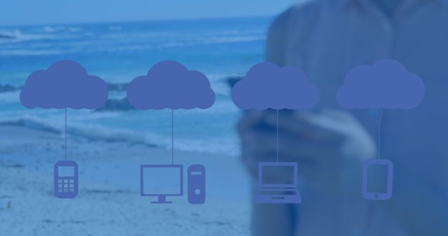 Cloud Computing Technology Interfaces at Beach - Download Free Stock Images Pikwizard.com