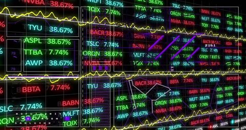 Vibrant Stock Market Data Display with Real-Time Analytics