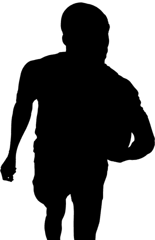 Silhouette of male rugby player action transparent background