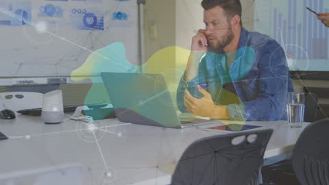 Office Worker Engages in Digital Network Conceptual