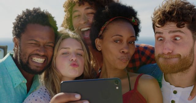 Diverse Group of Friends Taking Selfie Outdoors - Download Free Stock Images Pikwizard.com