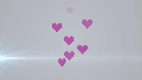 Floating Hearts Animation on White Background