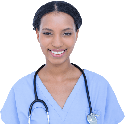 Smiling Female Doctor Wearing Blue Scrubs with Stethoscope on Transparent Background - Download Free Stock Videos Pikwizard.com