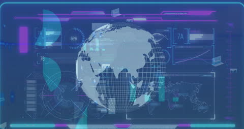 Digital Infographic with Globe and Data Charts
